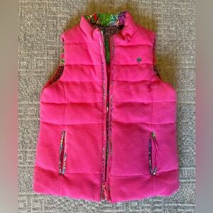 EUC Lilly Pulitzer Kids Pink Fleece Vest size large 8/10